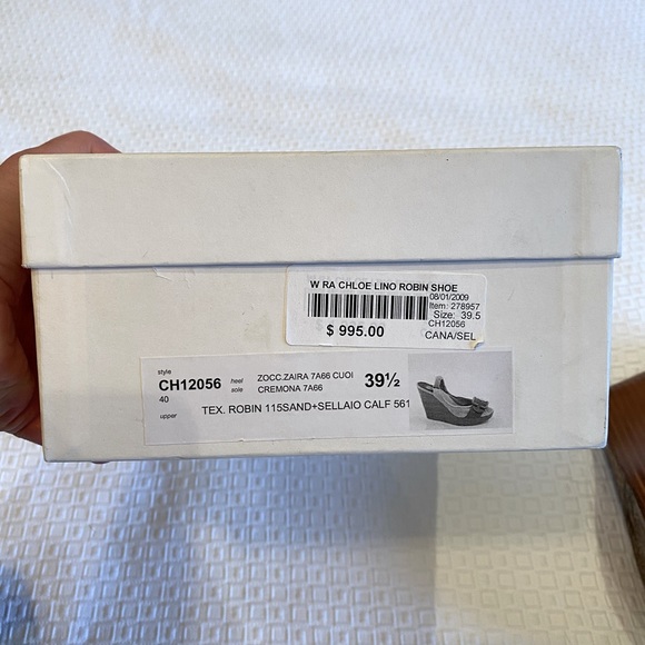 Chloe Linen & Leather Slingback Wedges - Picture 6 of 6